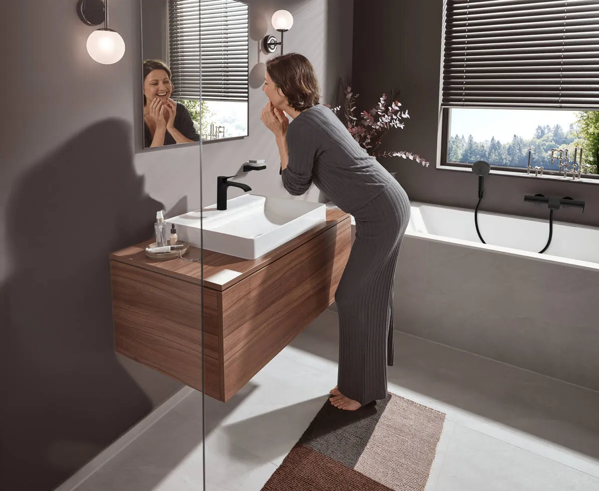 Смеситель Hansgrohe Vivenis для раковиня 75023670, CoolStart, 110 с донным клапаном, матовый черный - фото 2