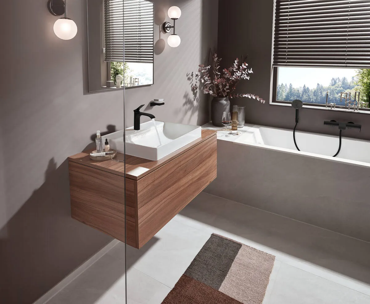 Смеситель Hansgrohe Vivenis для раковиня 75023670, CoolStart, 110 с донным клапаном, матовый черный - фото 3