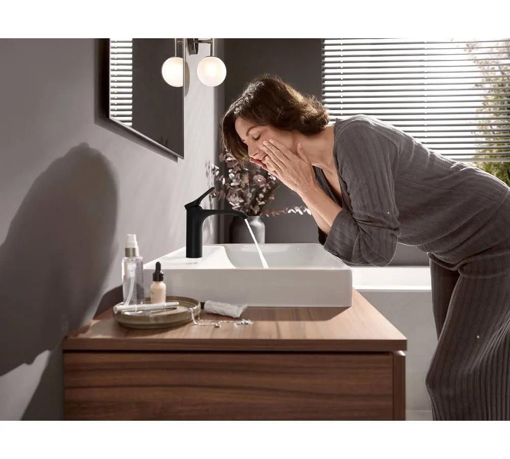 Смеситель Hansgrohe Vivenis для раковиня 75023670, CoolStart, 110 с донным клапаном, матовый черный - фото 5