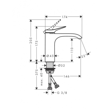 Смеситель Hansgrohe Vivenis для раковиня 75024000, CoolStart, 110 без слива, хром - фото 2