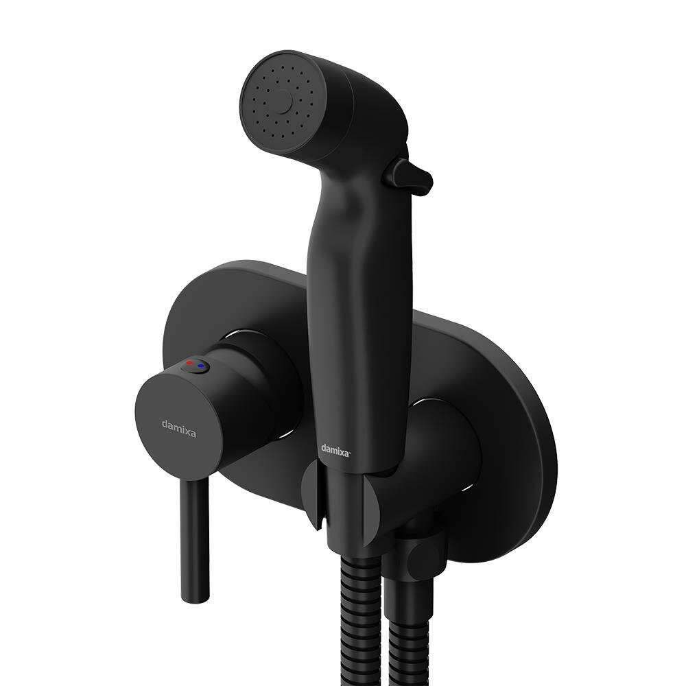 Смеситель Damixa Option 212000300 с гигиеническим душем, черный матовый смеситель с гигиеническим душем