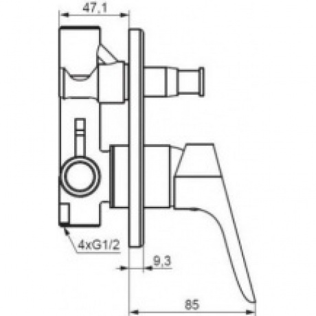 Встраиваемый смеситель для ванны и душа Damixa Jupiter 777100300  черный - фото 6