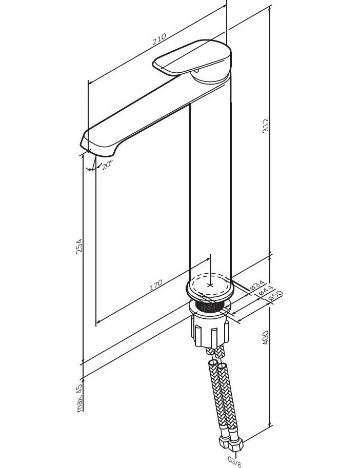 Смеситель для умывальника AM.PM Func F8F92000 высокий, хром - фото 9