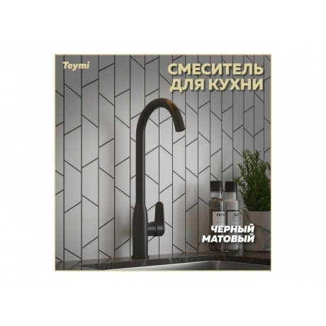 Смеситель для кухни Teymi Lina, черный матовый T10224 - фото 2