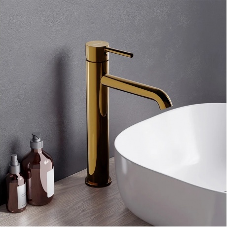 Смеситель для раковины высокий Damixa Scandinavian Pure 360250600 золото - фото 4