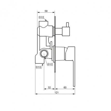 537100000 Gala встраиваемый смеситель для ванны - душа, хром - фото 3