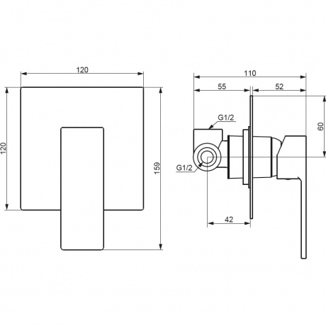 Смеситель для душа встраиваемый Damixa Gala 537500300 черный - фото 2