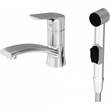 Смеситель для раковины с поворотным изливом и гигиеническим душе...