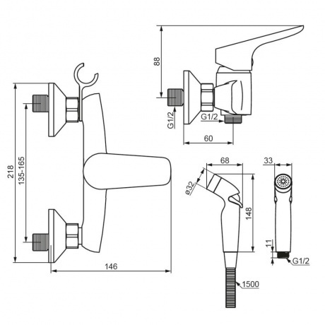 778000300 Jupiter смеситель с гигиеническим душем, чёрный - фото 5