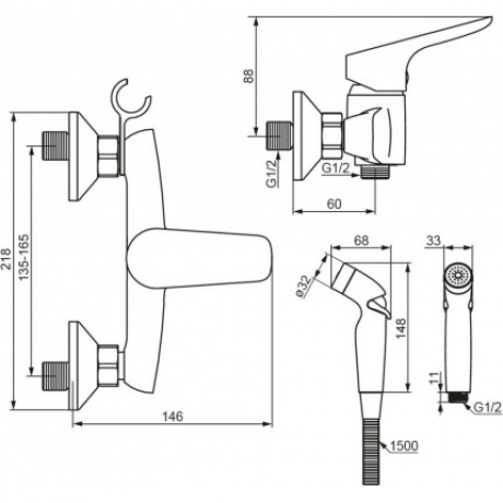 Смеситель с гигиеническим душем Jupiter Damixa 778000300 черный - фото 5