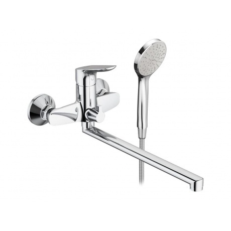 

779500001 Jupiter, смеситель для ванны и душа с универсальным изливом и душевым комплектом, хром