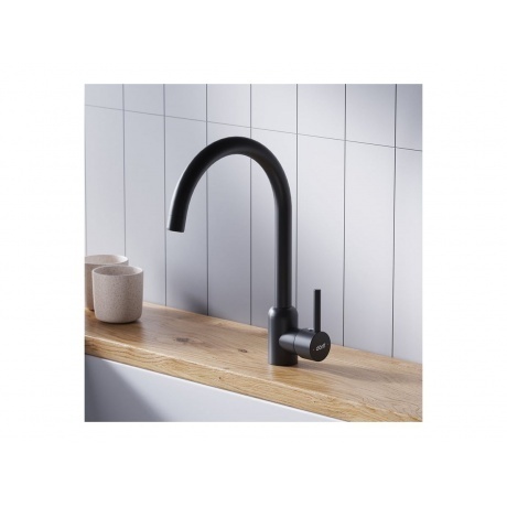 D3007022 Logic кухонный смеситель поворотный, черный - фото 3