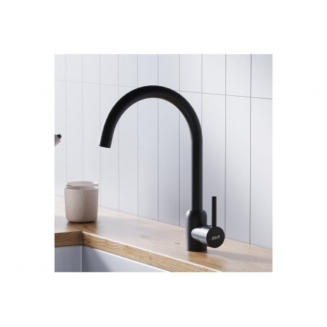 D3007022 Logic кухонный смеситель поворотный, черный - фото 5