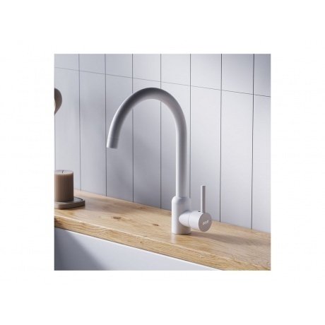 D3007033 Logic кухонный смеситель поворотный, белый - фото 4