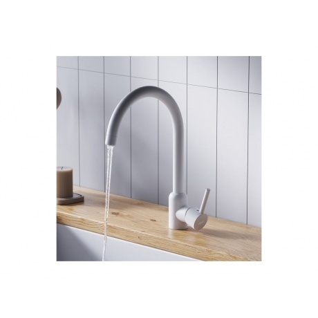 D3007033 Logic кухонный смеситель поворотный, белый - фото 5