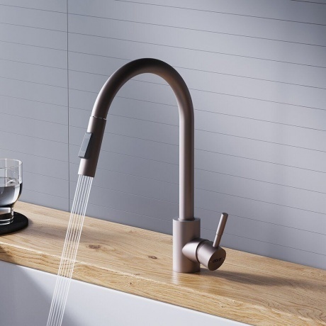 D3007511 Logic Кухонный смеситель  с вытягивающимся изливом, сатин - фото 5