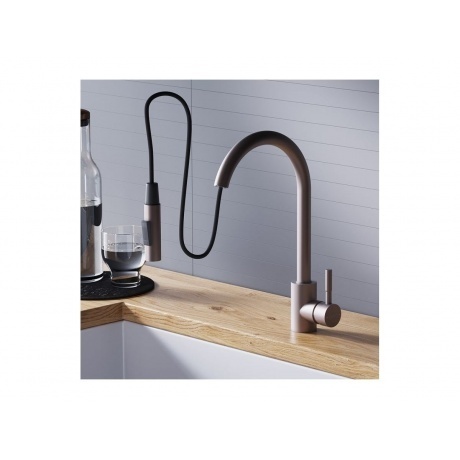 D3007511 Logic Кухонный смеситель  с вытягивающимся изливом, сатин - фото 6