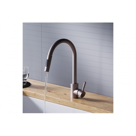 D3007511 Logic Кухонный смеситель  с вытягивающимся изливом, сатин - фото 7