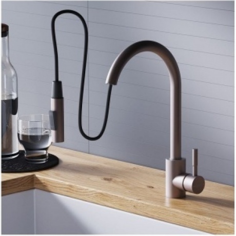 Смеситель кухонный с вытягивающимся изливом Logic D3007511 сатин - фото 6