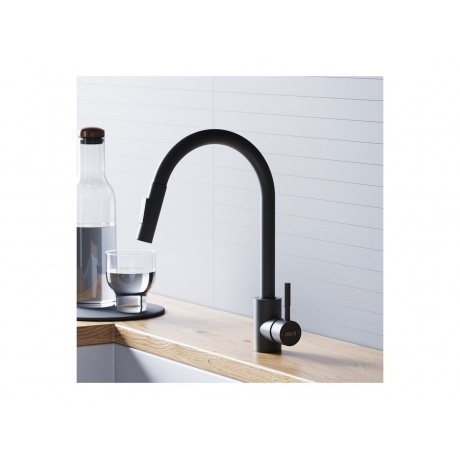 D3007522 Logic Кухонный смеситель  с вытягивающимся изливом, черный - фото 4