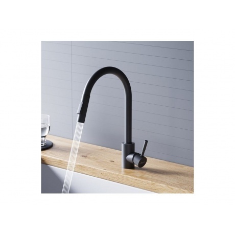 D3007522 Logic Кухонный смеситель  с вытягивающимся изливом, черный - фото 5