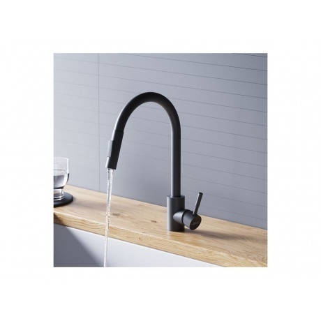 D3007522 Logic Кухонный смеситель  с вытягивающимся изливом, черный - фото 6