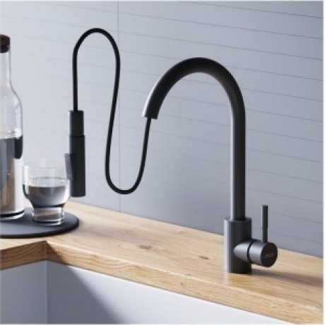 Смеситель кухонный с вытягивающимся изливом Logic D3007522 черный - фото 3