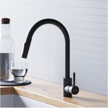 Смеситель кухонный с вытягивающимся изливом Logic D3007522 черный - фото 4