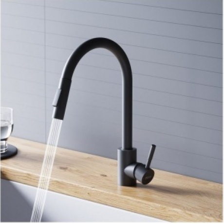 Смеситель кухонный с вытягивающимся изливом Logic D3007522 черный - фото 5