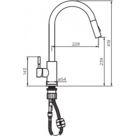 Смеситель кухонный с вытягивающимся изливом Logic D3007533 белый - фото 2