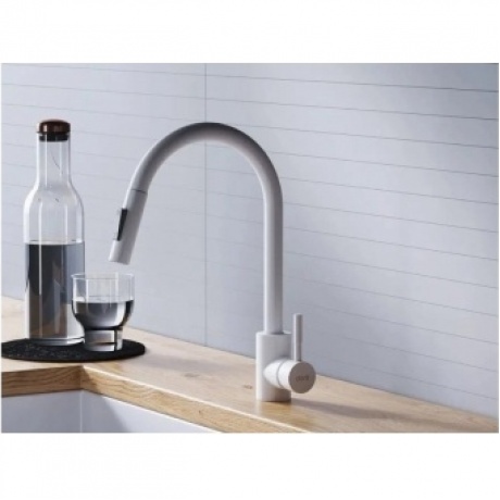 Смеситель кухонный с вытягивающимся изливом Logic D3007533 белый - фото 3