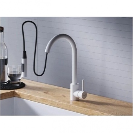 Смеситель кухонный с вытягивающимся изливом Logic D3007533 белый - фото 4