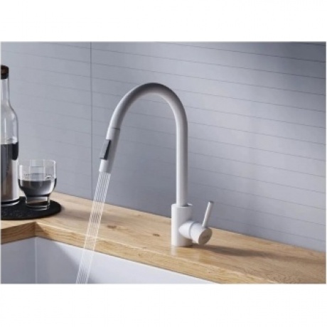 Смеситель кухонный с вытягивающимся изливом Logic D3007533 белый - фото 5