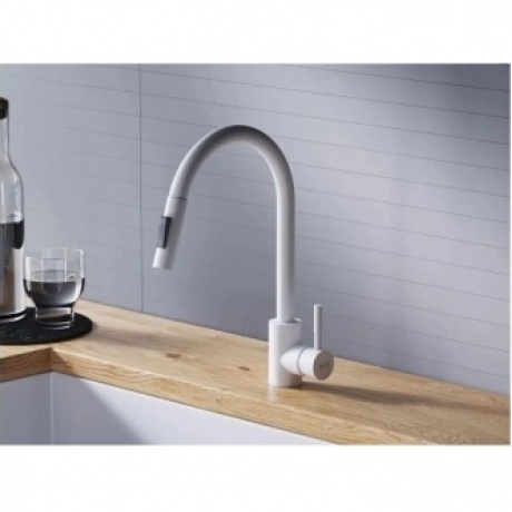 Смеситель кухонный с вытягивающимся изливом Logic D3007533 белый - фото 7