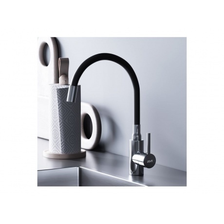 D3007622 Logic кухонный смеситель с гибким изливом, черный - фото 4