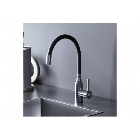 D3007622 Logic кухонный смеситель с гибким изливом, черный - фото 6