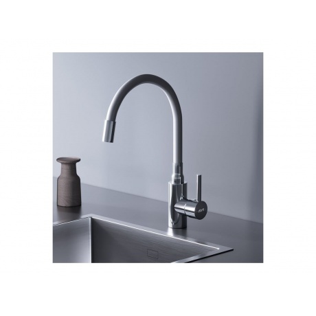 D3007633 Logic кухонный смеситель с гибким изливом, белый - фото 6