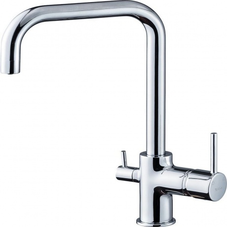 Rivelato Смеситель для кухни Tovel Г-обр с краном питьевой воды D-35мм монтаж вертикально на раковину материал латунь цвет хром 22499₽