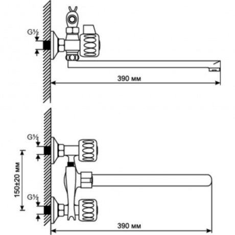 Смеситель для ванны и умывальника MIXLINE ML02-02 (522139) - фото 2