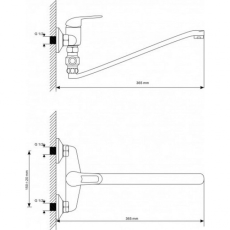 Смеситель для ванны и умывальника MIXLINE ML05-02 (522143) - фото 4