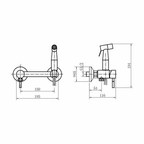 Смеситель настенный с гигиенической лейкой FASHUN (A57503-17) - фото 2