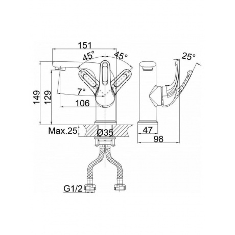 Комплект смесителей DK DA1370001SET (DA1372101,DA1372201,DA1373201) - фото 9