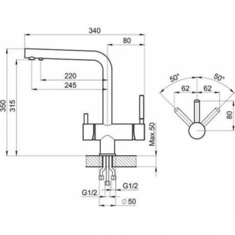 Смеситель для кухни GRANULA (2305, ШВАРЦ) - фото 3