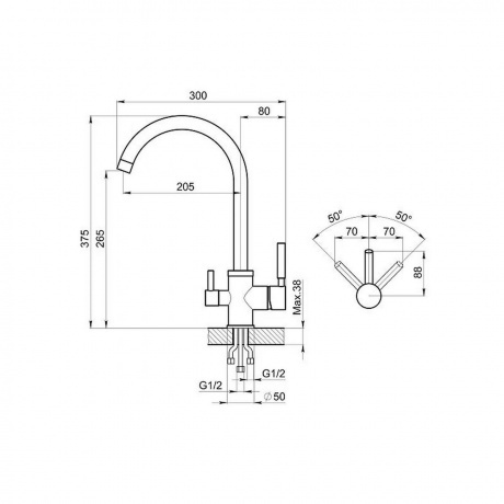 Смеситель для кухни GRANULA (2168, ШВАРЦ) - фото 3