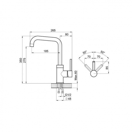 Смеситель для кухни GRANULA (0041, ЧЁРНЫЙ) - фото 3