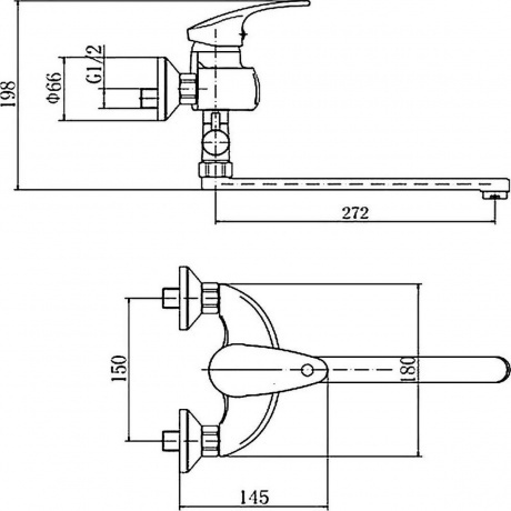 Смеситель для ванны и душа FASHUN хром (A2121) - фото 3