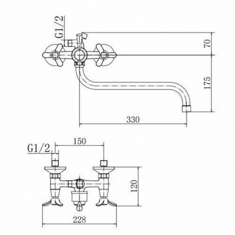 Смеситель для ванны и душа FASHUN хром (A2212) - фото 3