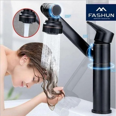 Смеситель для кухни/умывальника FASHUN черный (A4017-7) - фото 3