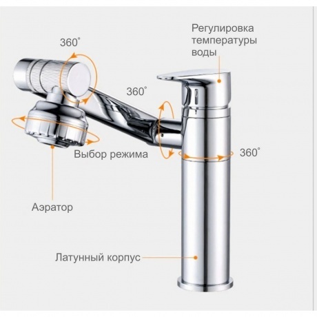 Смеситель для кухни/умывальника FASHUN черный (A4017-7) - фото 4