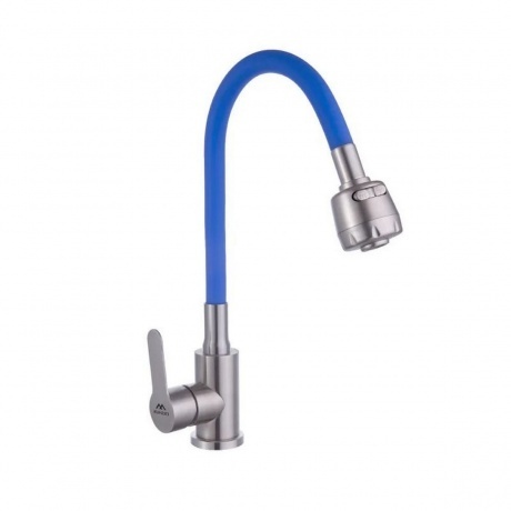 Смеситель для кухни FASHUN с гибким изливом сатин/синий (A54101+...
